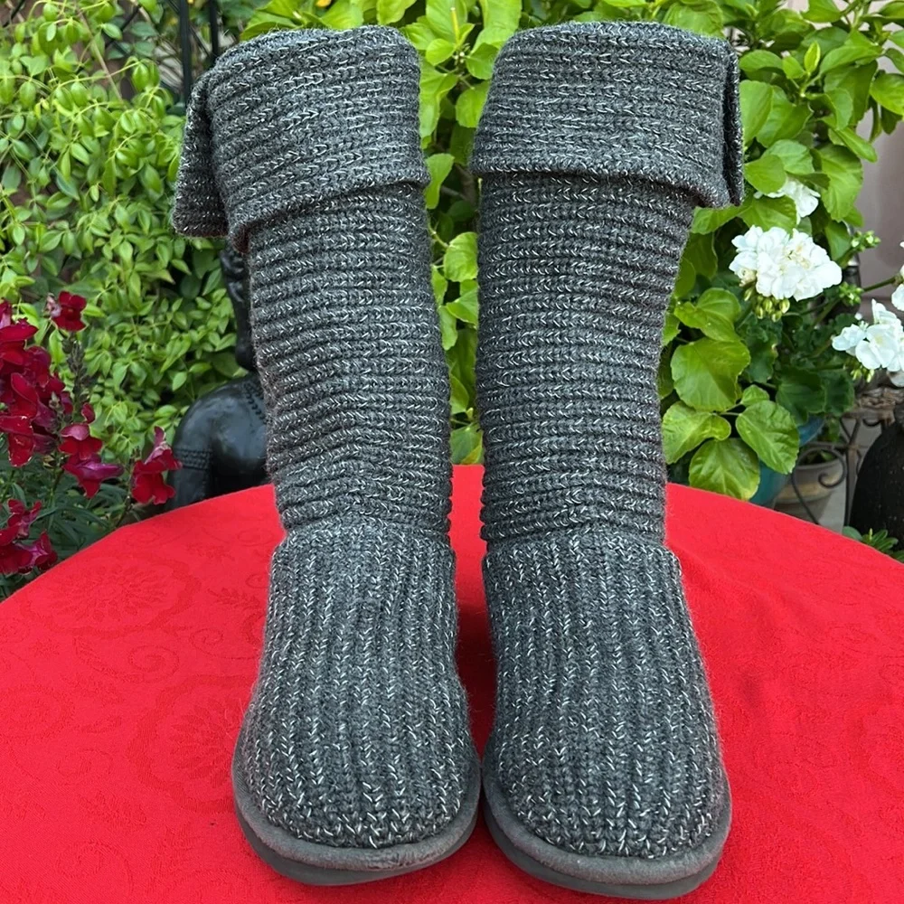 UGG Cardi Gray Fold Down Knit Sweater Boots
